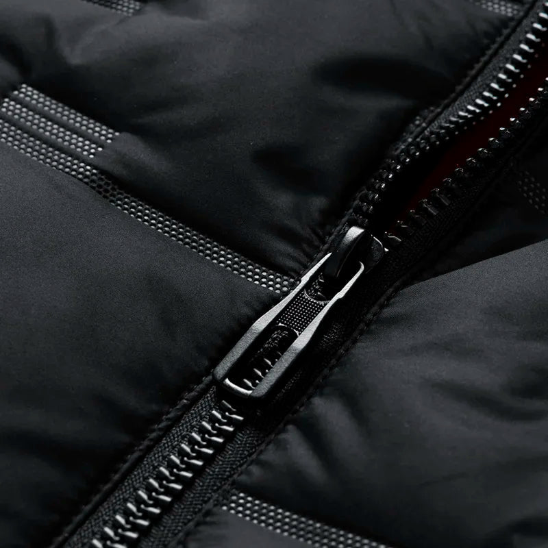 Herren Dunväst Tech-Wear Design med Huva 7