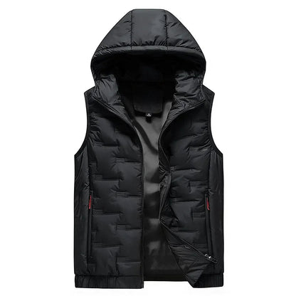 Herren Dunväst Tech-Wear Design med Huva 8