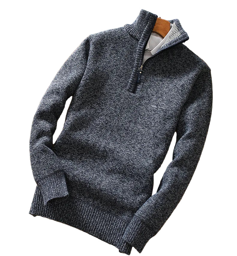 Herren Fleece Tröja Modern Halvdragkedja 0