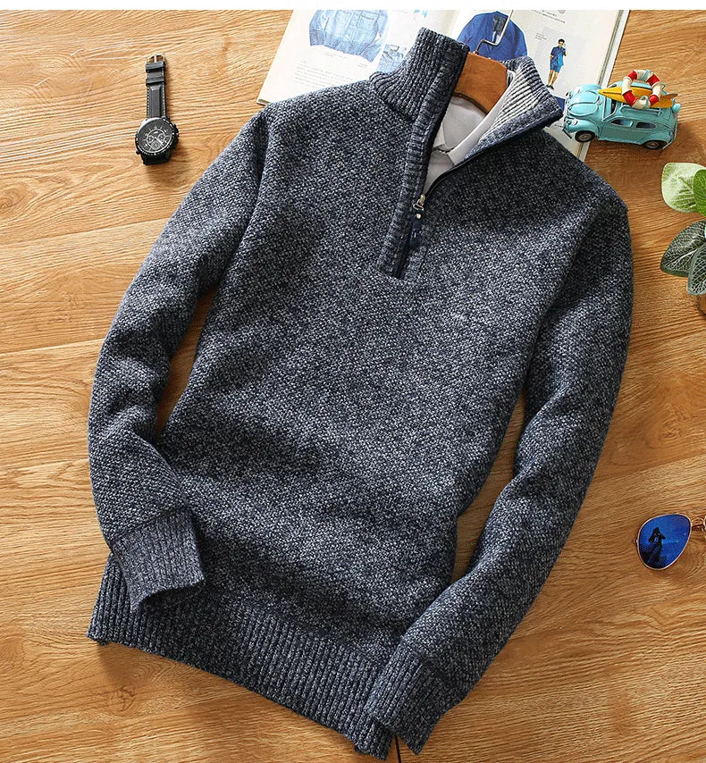 Herren Fleece Tröja Modern Halvdragkedja 6