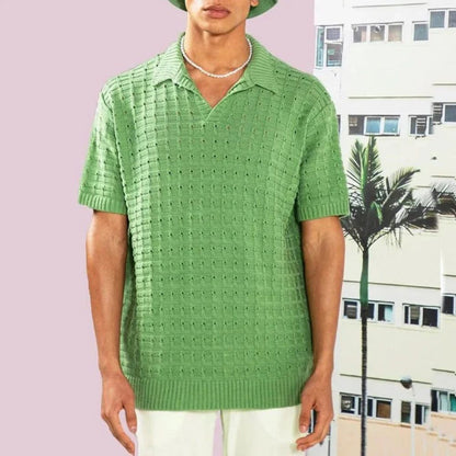 Herren Pikétröja Kortärmad V-ringad Modern Stil 3