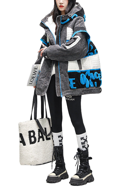 Herren Vinterjacka Patchwork Design Med Dragkedja 0