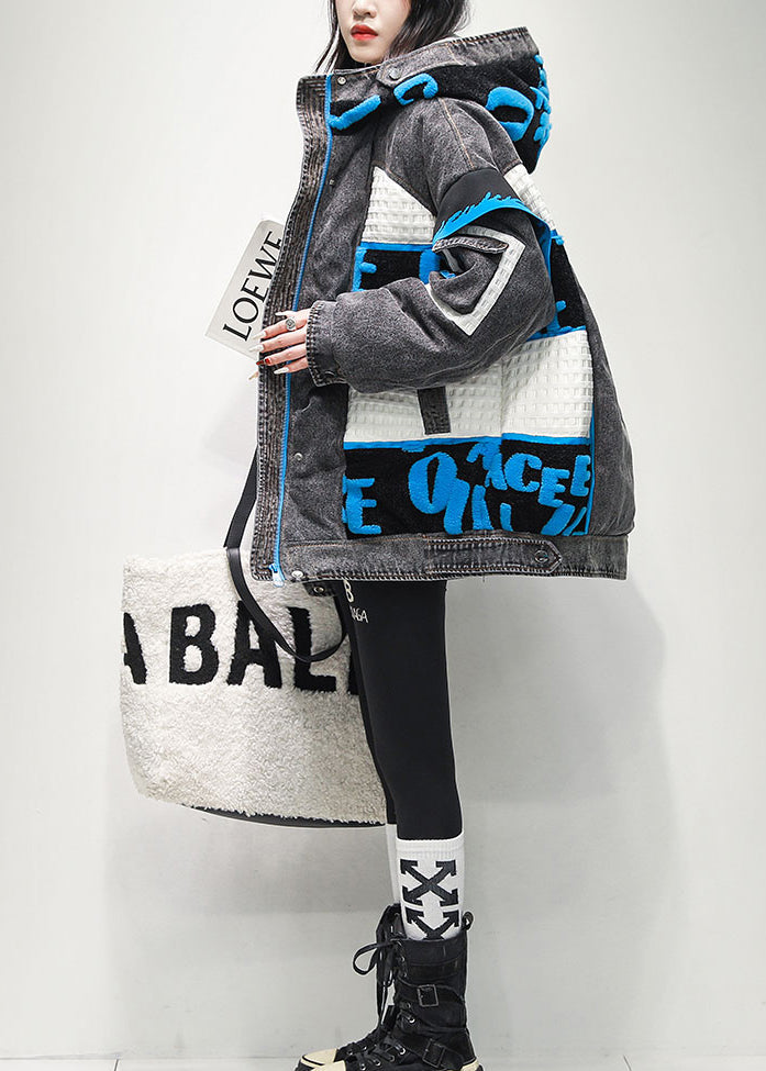 Herren Vinterjacka Patchwork Design Med Dragkedja 2