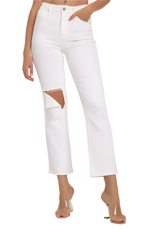 Herrens Avslappnade Distressed Denim Jeans i Vitt 0