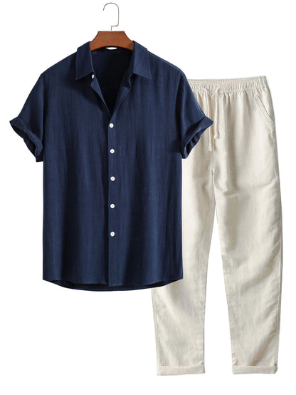 Herrens Blus och Byxor Set Tidlös Stil 0