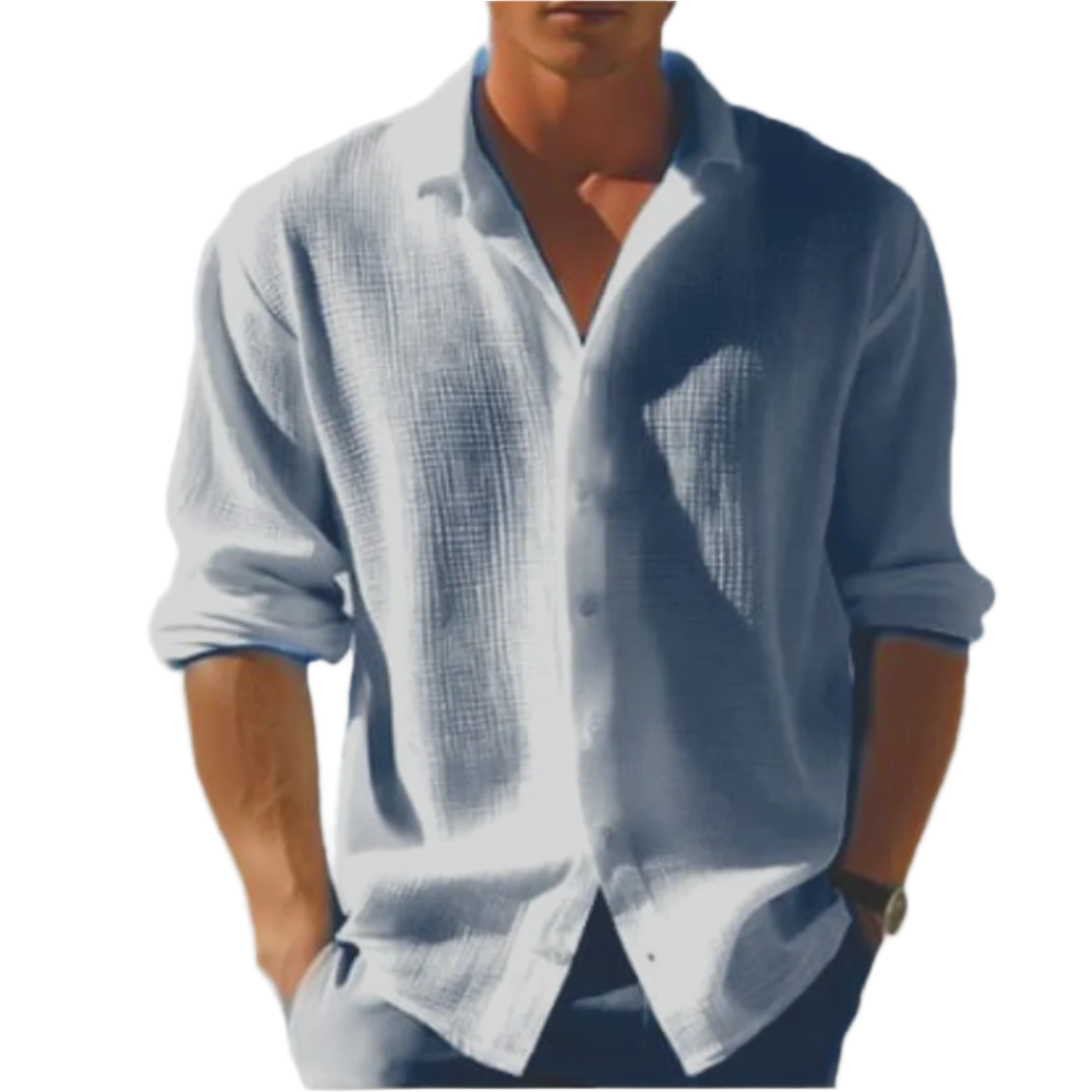Herrens Button-Down Skjorta Långärmad Enkel Design 0