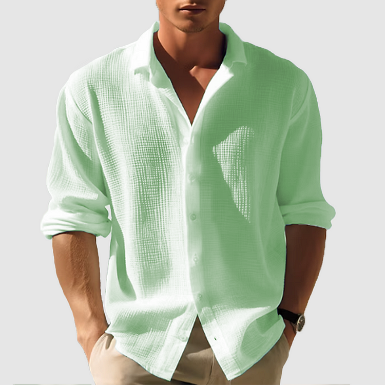 Herrens Button-Down Skjorta Långärmad Enkel Design 2