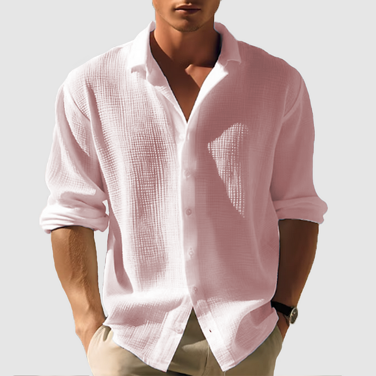 Herrens Button-Down Skjorta Långärmad Enkel Design 3