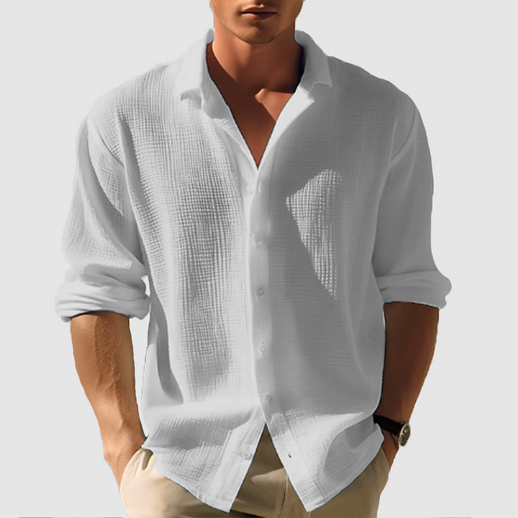 Herrens Button-Down Skjorta Långärmad Enkel Design 4