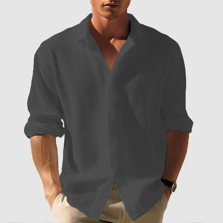 Herrens Button-Down Skjorta Långärmad Enkel Design 6