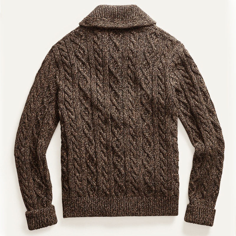 Herrens Cardigan Kabelstickad med Sjalkrage 1
