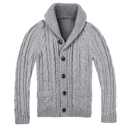 Herrens Cardigan Stickad Med Sjalkrage 0