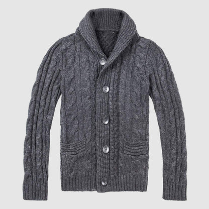 Herrens Cardigan Stickad Med Sjalkrage 1