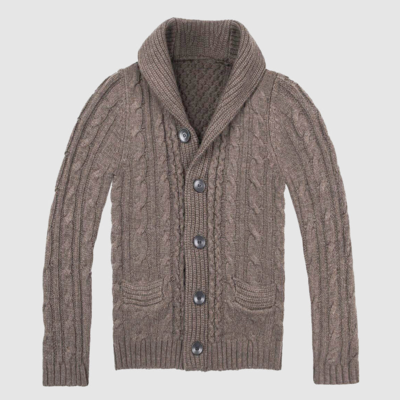 Herrens Cardigan Stickad Med Sjalkrage 2