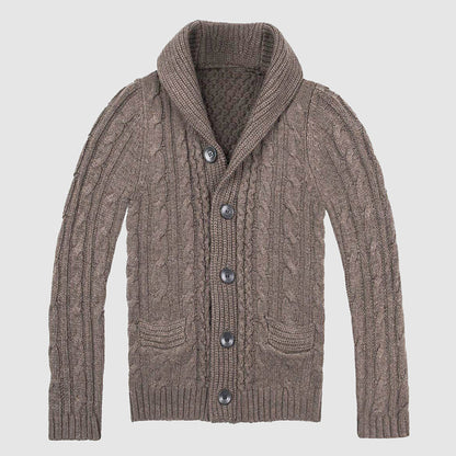 Herrens Cardigan Stickad Med Sjalkrage 2