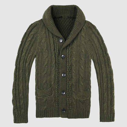 Herrens Cardigan Stickad Med Sjalkrage 4