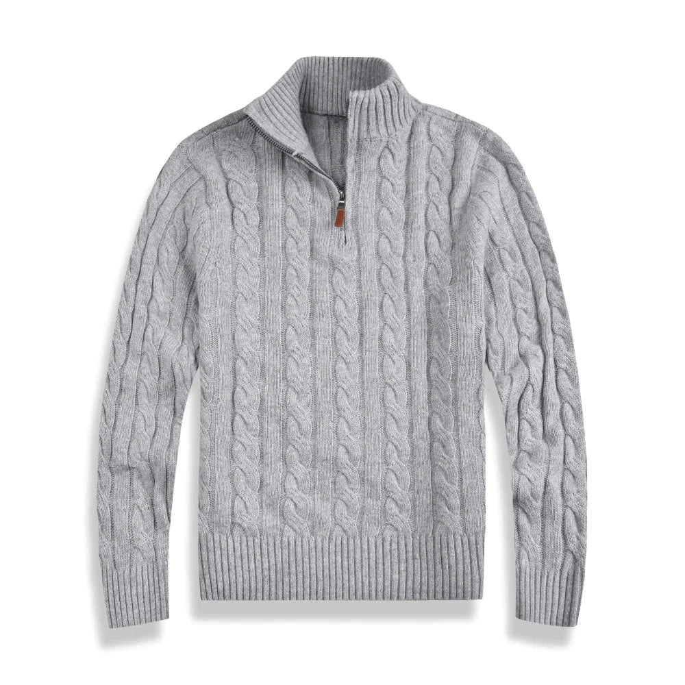 Herrens Cardigan med Halv Glidelås i Bomull 2