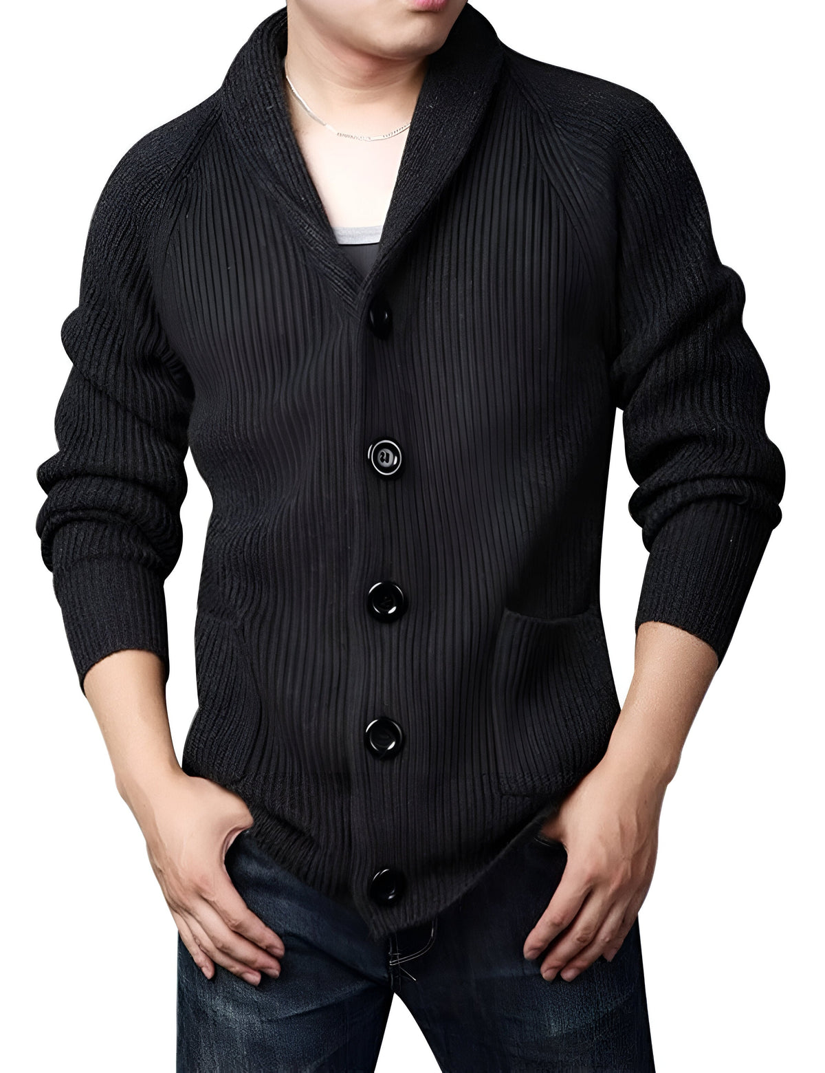 Herrens Cardigan med Knappar 3