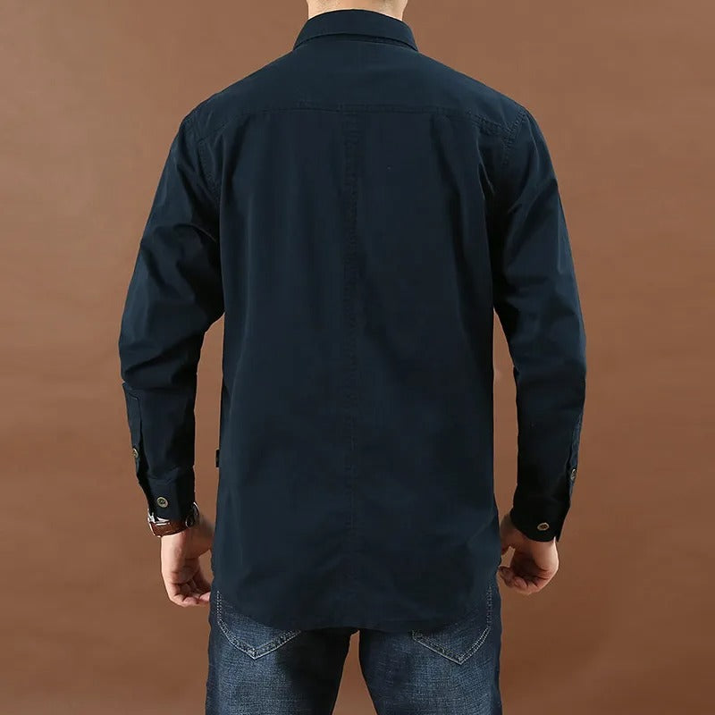 Herrens Cargo Skjorta Slim Fit Bomull 1