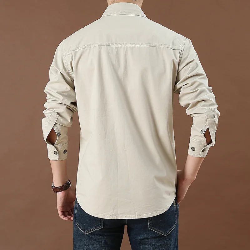 Herrens Cargo Skjorta Slim Fit Bomull 3
