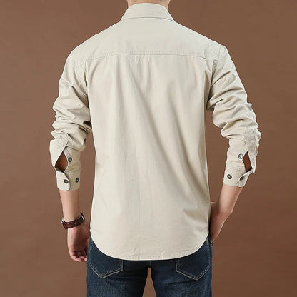 Herrens Cargo Skjorta Slim Fit Bomull 3