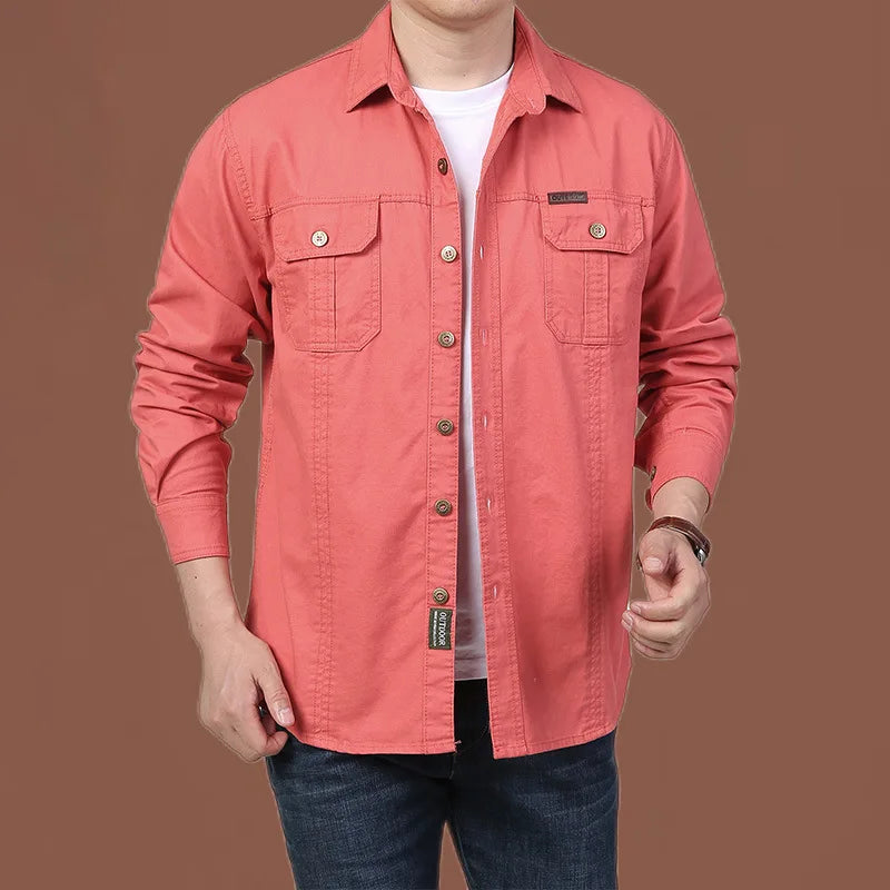 Herrens Cargo Skjorta Slim Fit Bomull 6