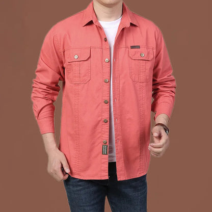 Herrens Cargo Skjorta Slim Fit Bomull 6