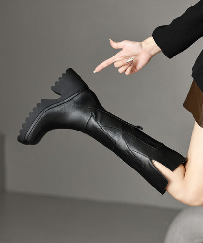 Herrens Chunky Boots i Läder med Dragkedja 1