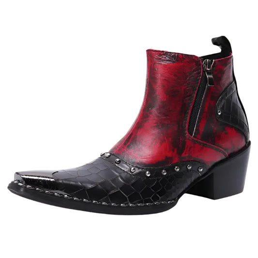 Herrens Cowboy Boots Låg Läder Med Sidodragkedjor 0