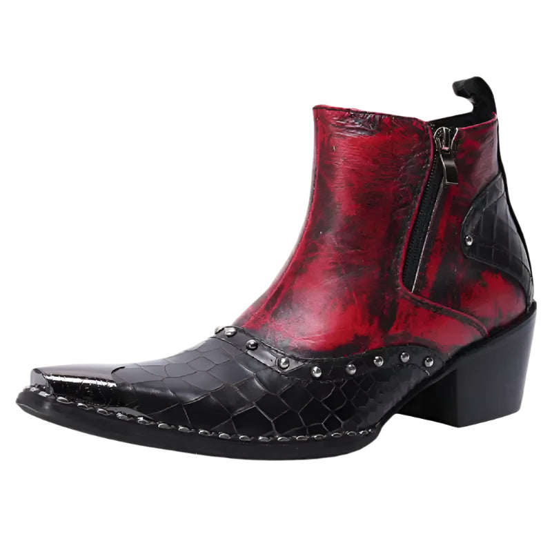 Herrens Cowboy Boots Låg Läder Med Sidodragkedjor 0