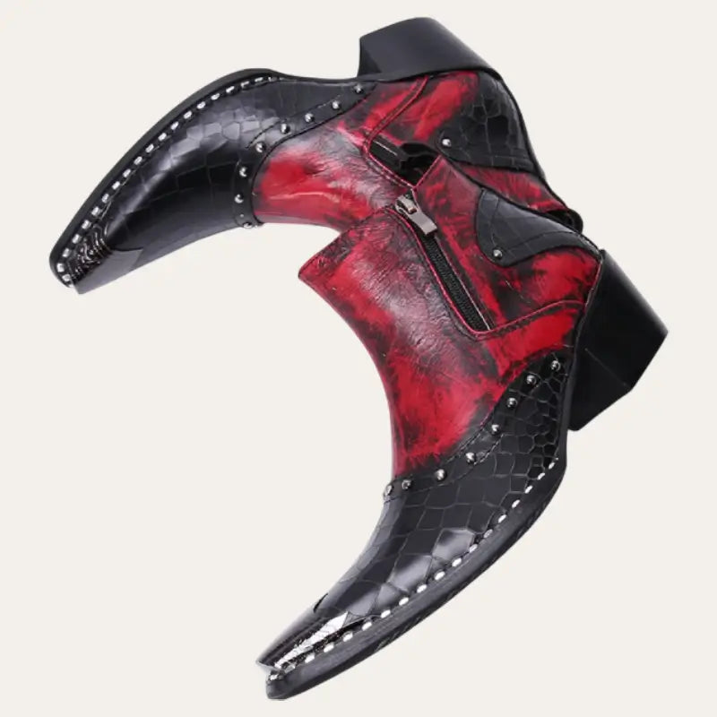 Herrens Cowboy Boots Låg Läder Med Sidodragkedjor 1