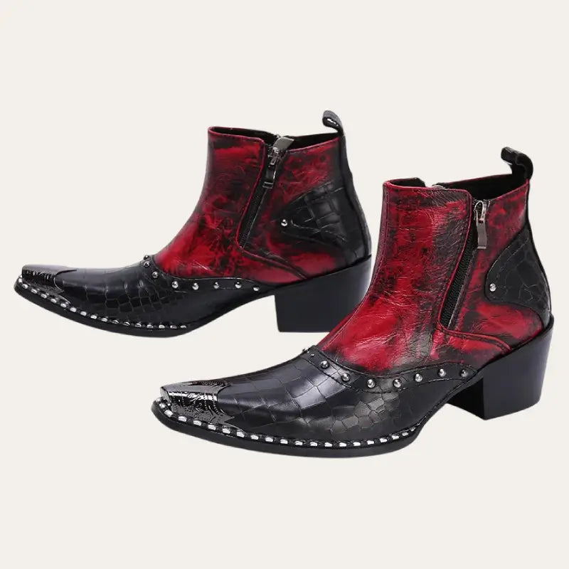 Herrens Cowboy Boots Låg Läder Med Sidodragkedjor 2