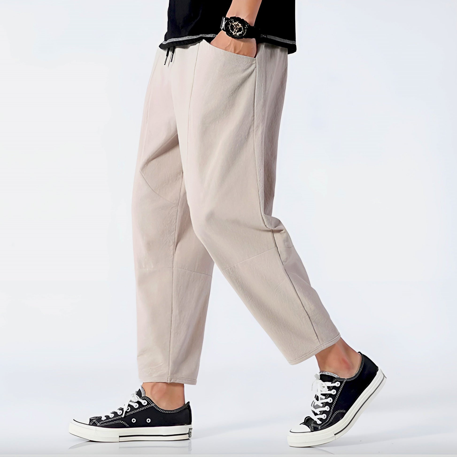 Herrens Cropped Byxor Avslappnad Stil 10