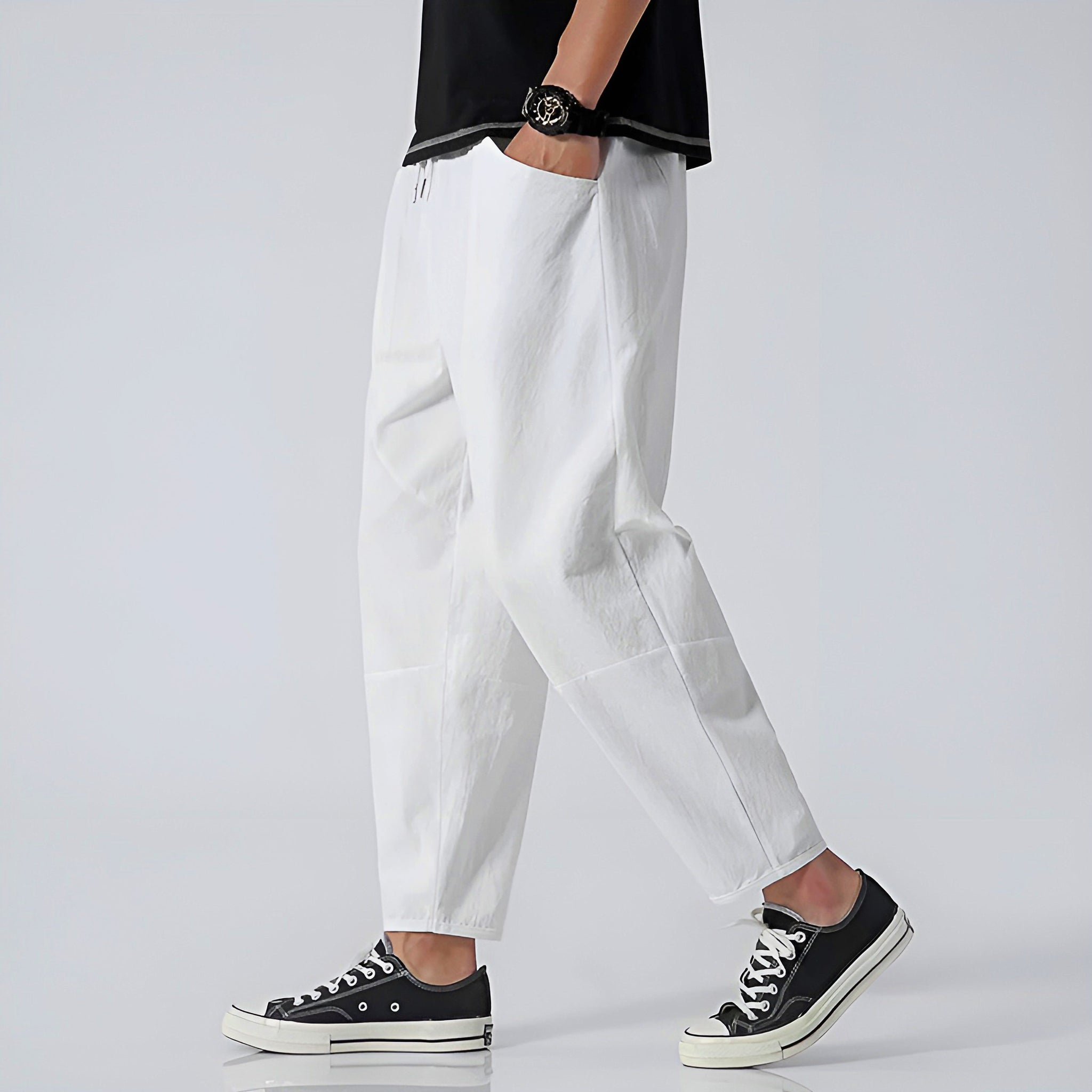 Herrens Cropped Byxor Avslappnad Stil 7