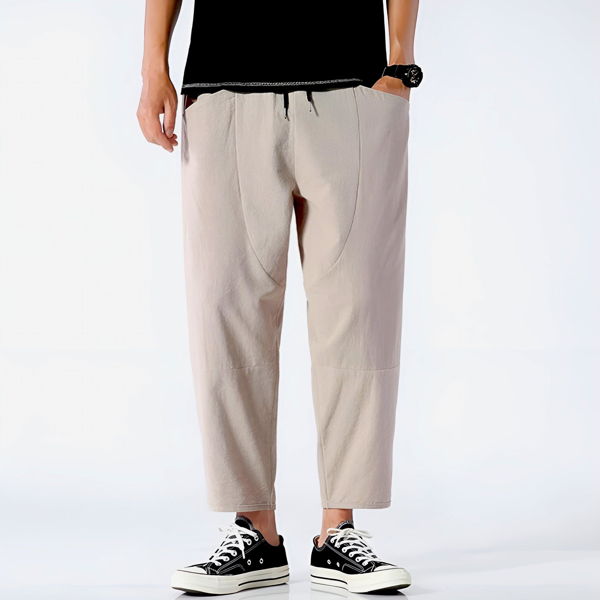 Herrens Cropped Byxor Avslappnad Stil 9