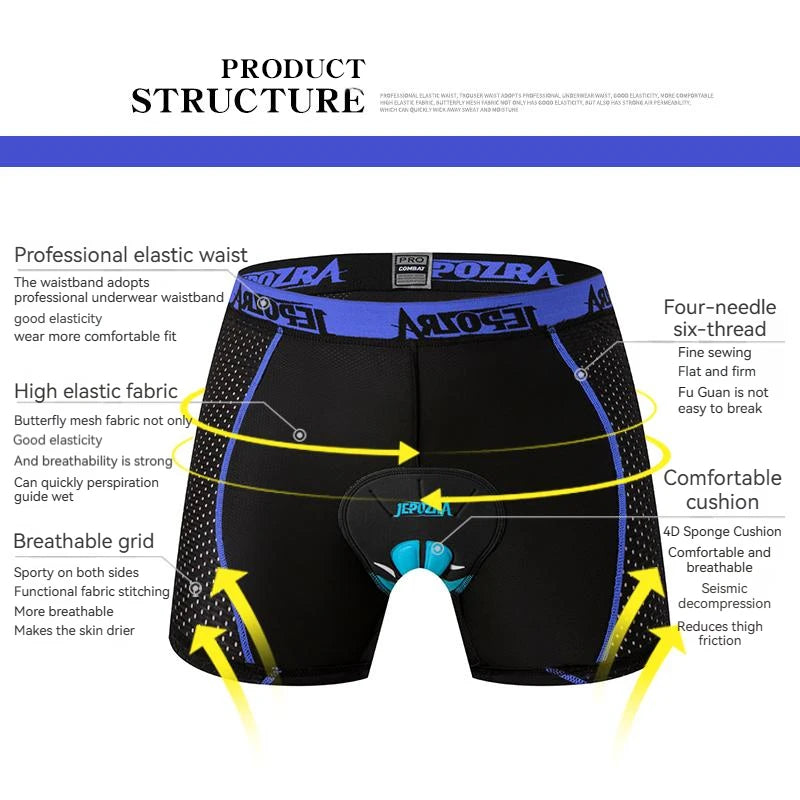 Herrens Cykelshorts med 4D Gel Pad och Andningsbart Material 3