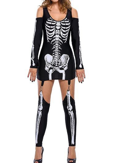 Herrens Halloween Kostym Långärmad Skeletttryck Polyester 0