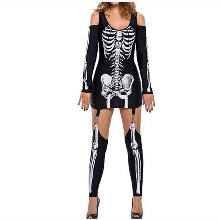 Herrens Halloween Kostym Långärmad Skeletttryck Polyester 1