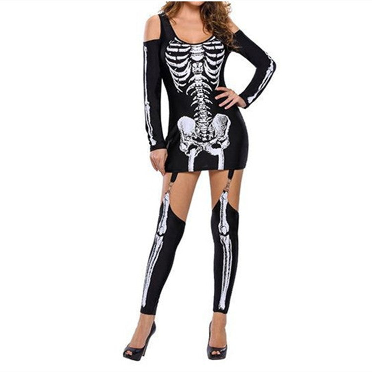 Herrens Halloween Kostym Långärmad Skeletttryck Polyester 3