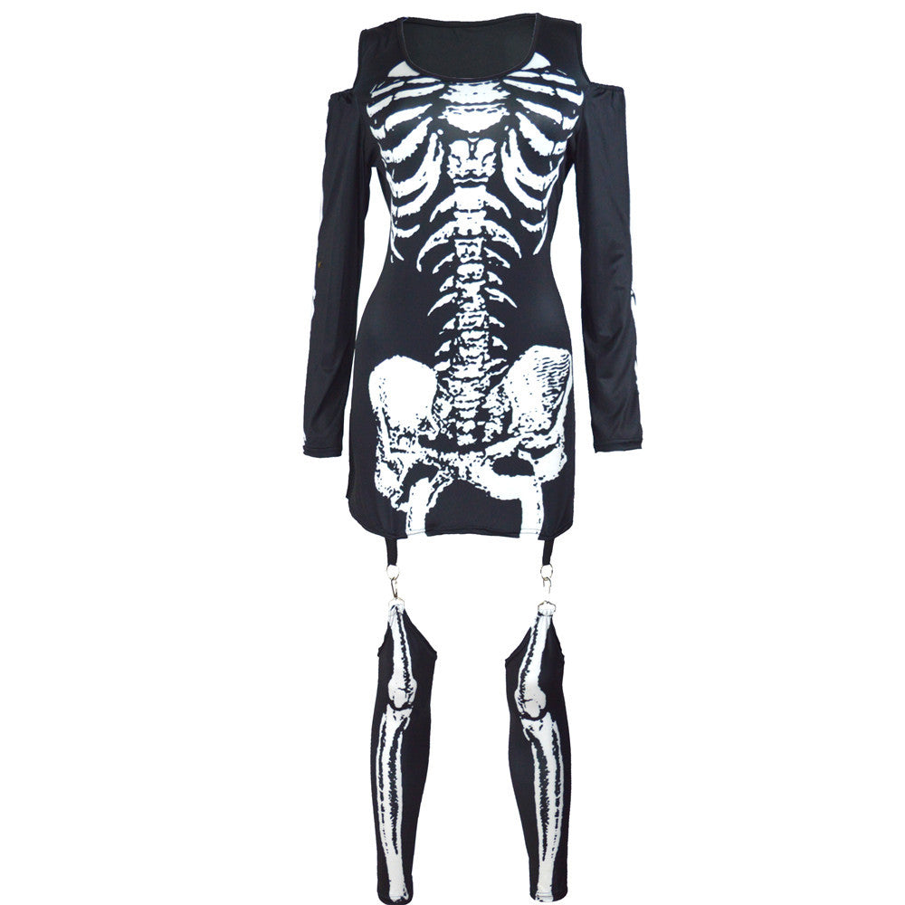 Herrens Halloween Kostym Långärmad Skeletttryck Polyester 5