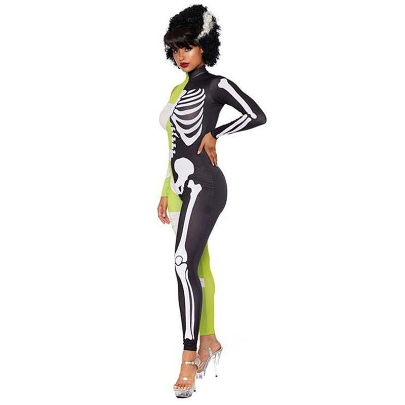 Herrens Halloween Kostym Mumie och Skelett Design Polyester Asymmetrisk 1
