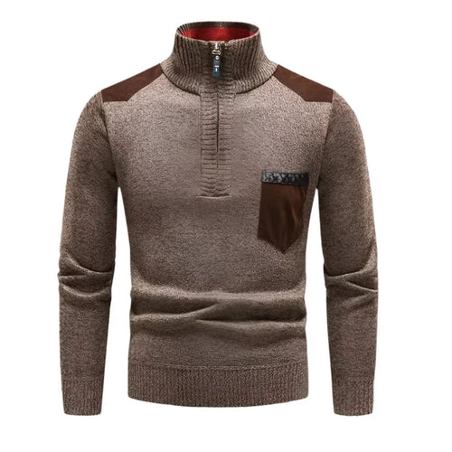 Herrens Halv Dragkedja Tröja med Patchworkdesign 0