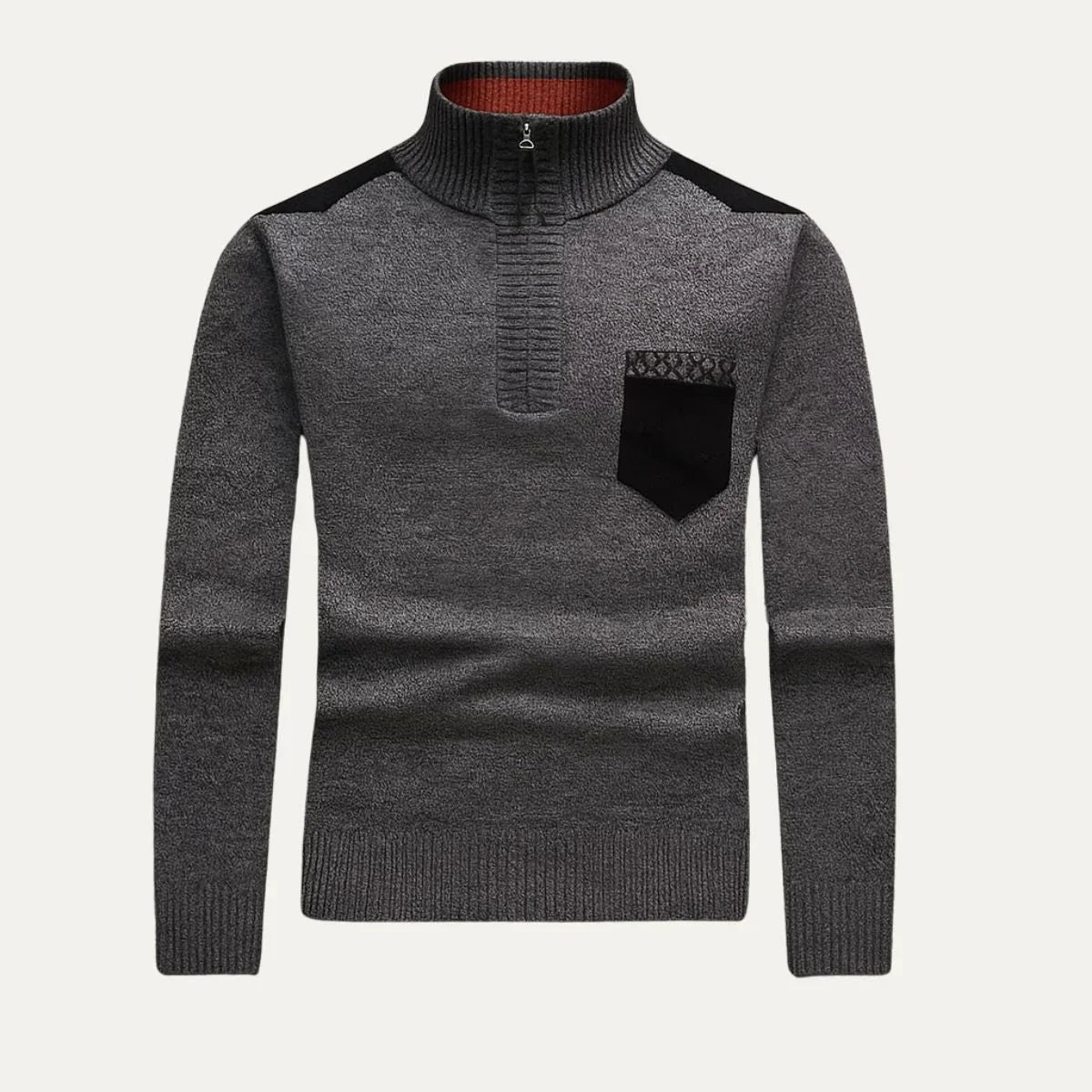 Herrens Halv Dragkedja Tröja med Patchworkdesign 1