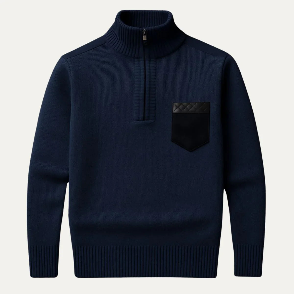 Herrens Halv Dragkedja Tröja med Patchworkdesign 2