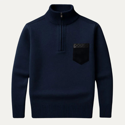 Herrens Halv Dragkedja Tröja med Patchworkdesign 2