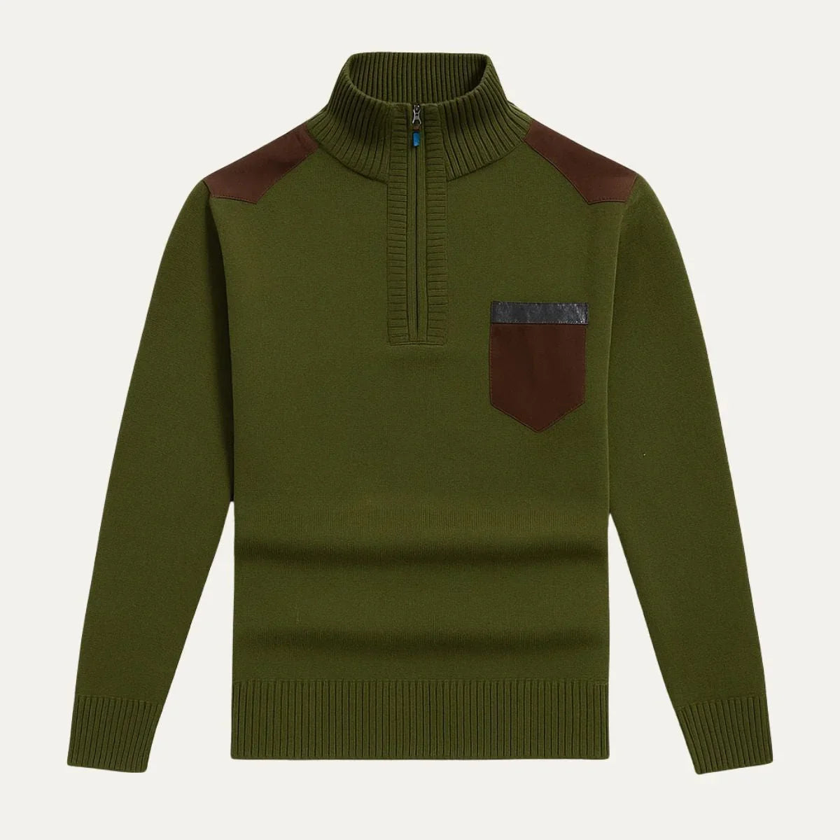 Herrens Halv Dragkedja Tröja med Patchworkdesign 4