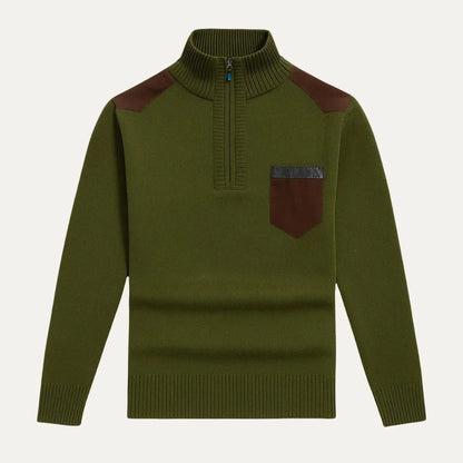 Herrens Halv Dragkedja Tröja med Patchworkdesign 4