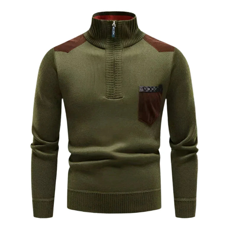 Herrens Halv Dragkedja Tröja med Patchworkdesign 6