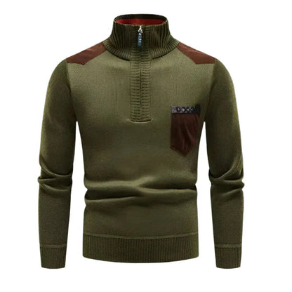 Herrens Halv Dragkedja Tröja med Patchworkdesign 6