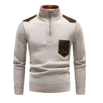 Herrens Halv Dragkedja Tröja med Patchworkdesign 7